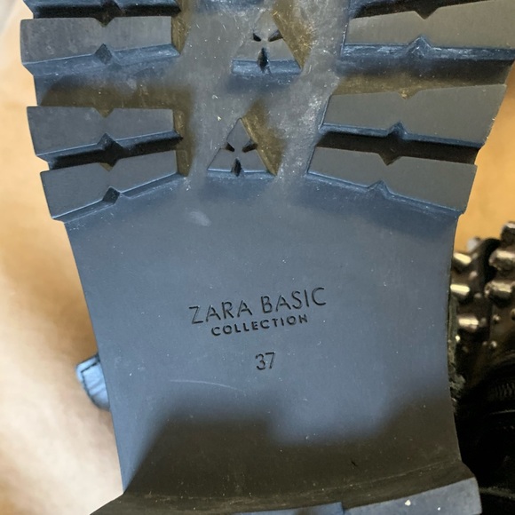 Zara Basics Leather Combat Boots w/ Metal Studs - Picture 6 of 6